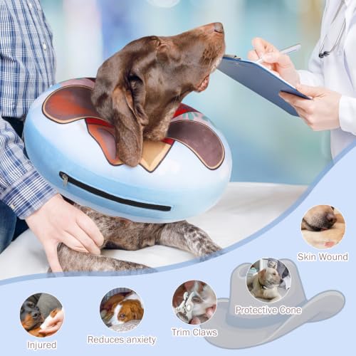 Dog Cone Alternative After Surgery Donut Collar (Brown Cowboy / L(Neck 16"-18"))