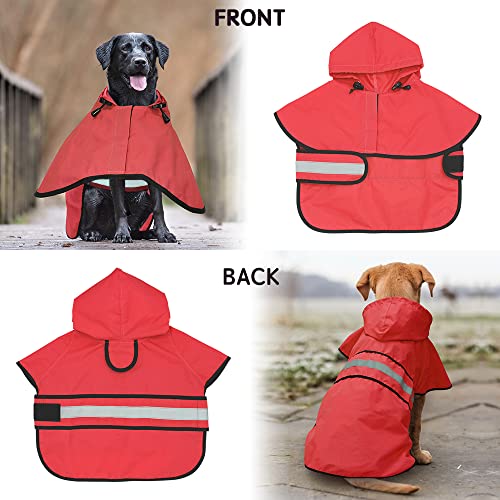 Dog Raincoat Hooded Poncho (Bright Red / Small)