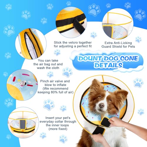 Inflatable Dog Cone Collar with Detachable Enhanced Anti (Blue / M（neck 8"-11"）)