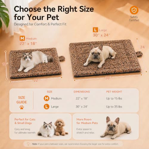 Self Warming Cat Pad for Cats and Dogs (30 x 24 inch / Brown/Black)