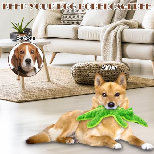 No Stuffing Dog Squeak Toys (Green)