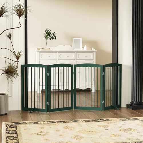 Freestanding Pet Gate for Dogs (32" Height-4 Panel / Green)