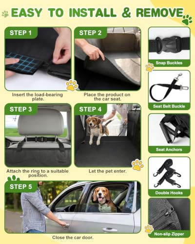 Dog Car Seat Cover (Leather-Dark / XL Pro(Hard Extender))