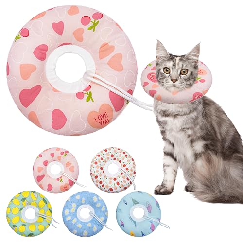 Cat Cone Collar Soft (Pink Heart / Medium)