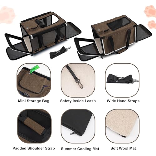 Pet Carrier for Large Cat Soft (Mocha Brown / 18.1"L x 11.8"W x 11.8"H)
