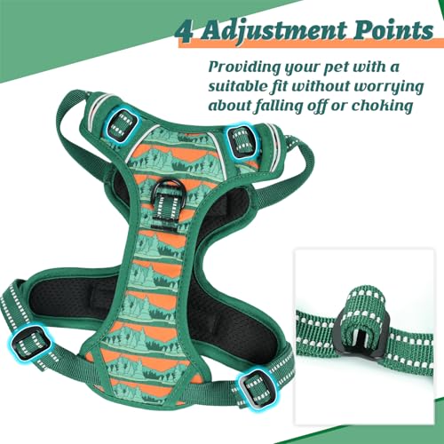 Dog Harness No Pull Adjustable Padded Reflective Harness for Small Medium Large Dogs with Handle for Walking Training (S / Wilderness)