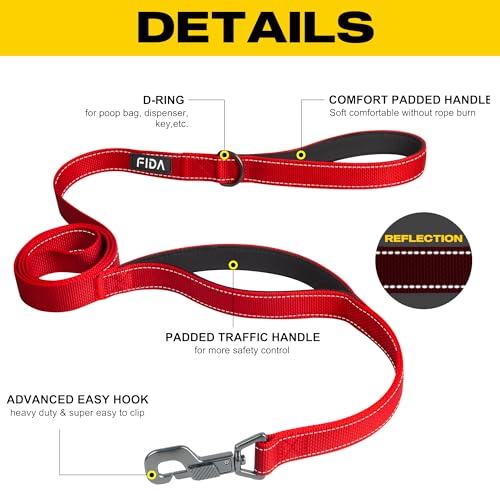 Heavy Duty Dog Leash for Medium Large Dogs (5 Feet (Pack of 1) / Red)