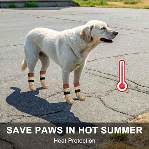 6PCS Dog Socks to Prevent Licking Paws for Hot (Khaki / S(Pack of 6))