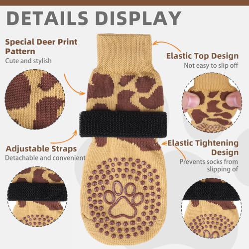 Dog Socks for Hot (Deer Khaki / Medium (4 Pack))