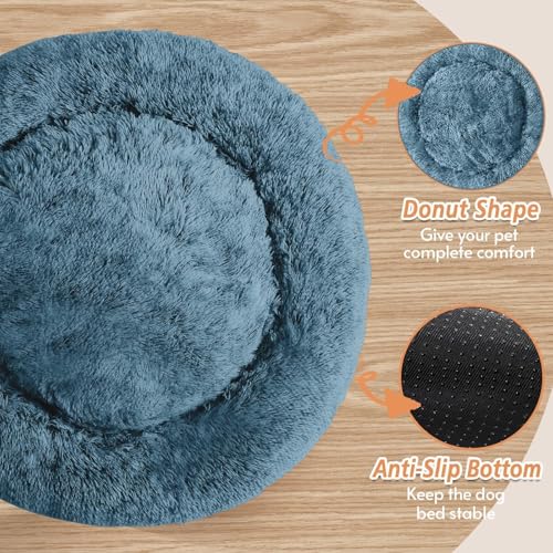 Calming Dog Beds Large Sized Dog (Blue / 36.0"L x 36.0"W x 8.0"Th)
