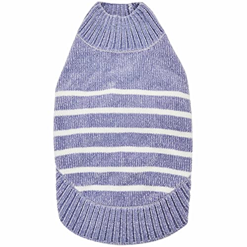 Cozy Soft Chenille Classy Striped Dog Sweater in Stonewash Blue (12 inch / Stonewash Blue)