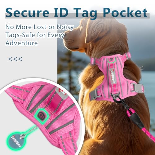 Dog Harness No Pull with ID Tag Pocket (X-Large(Chest:30-38”) / Pink)