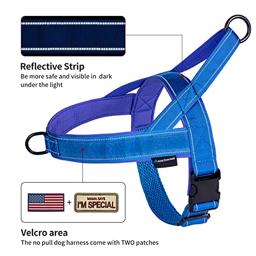 No Pull Dog Harness with Soft Padded Handle (M / Blue)