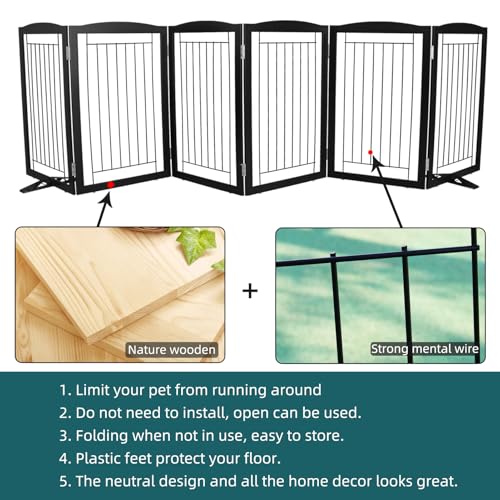 Freestanding Dog Fence Indoor (Black / 【6 Panels】120''w x 32''h)
