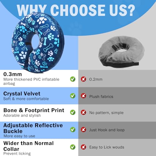 Dog Cone Alternative After Surgery (Blue Footprints / S(Neck 11"-13"))