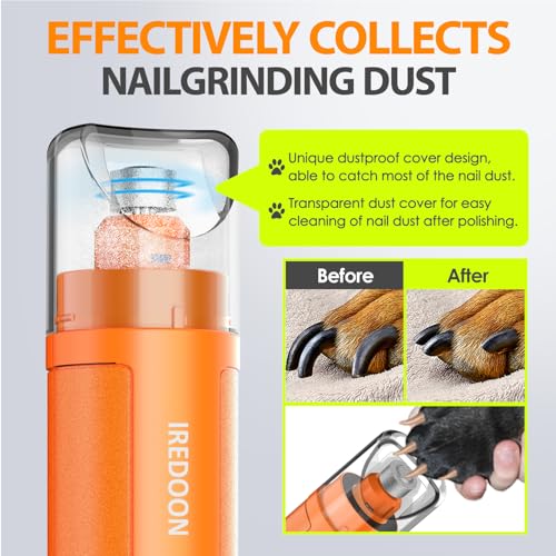 Dog Nail Grinder with 4 LED Lights (Orange)