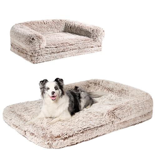 Foldable XXL Dog Bed for Large Sized Dog (54x38x7.5(Folded 38x27) / Faded Brown)