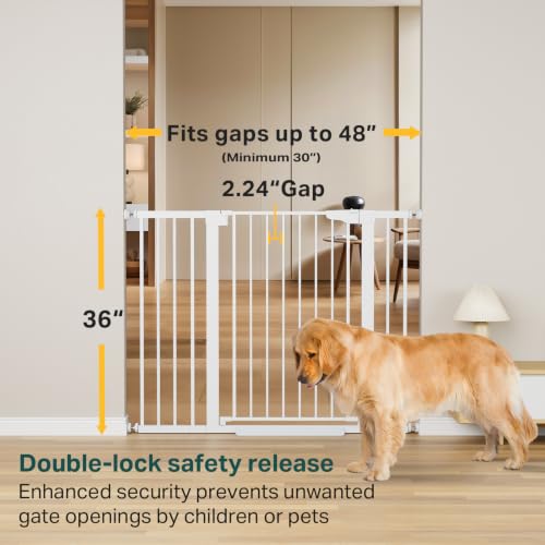 36" Extra Tall Baby Gate for Stairs (White / 30-48"W x 36"H)