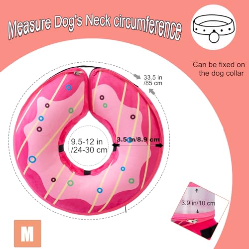 Inflatable Dog Cone Collar for Large Medium Small Dogs (Pink Donut / Medium)