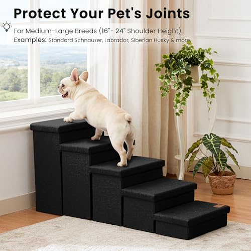 Dog Stairs for High Bed (Black / 48" X 17" X 22" H)