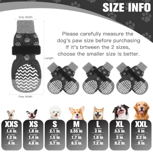 Anti Slip Dog Socks to Prevent Licking Paws for Hot Pavement (Grey / Medium)