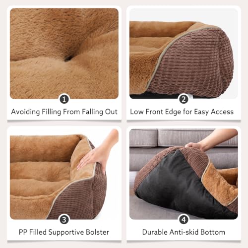 Dog Beds for Large Dogs (Caramel Brown / XL(35’’x 25’’x 9’'))