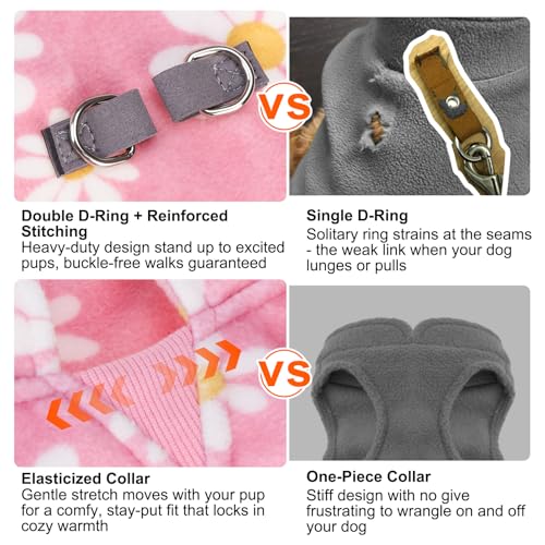 Dog Fleece Vest Sweater Winter Jacket for Small Medium Dogs (Medium / PINK DAISY)