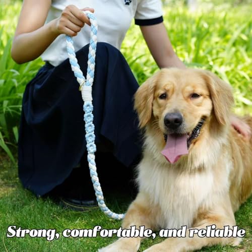 5FT Braided Cotton Rope Leash for Small (Cotton Sky)