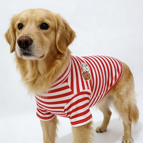 Turtleneck Dog Shirt Cute Doggie Embroidery Super Soft Dog Sweatshirt Stretchy Striped Puppy Pullover for Cats Small Medium Large Dogs (Red Striped / XXX-Large)