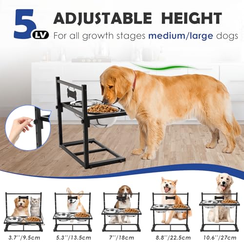 Elevated Dog Bowls for Dogs (2 Dog Bowls / Height: 6-15.5")