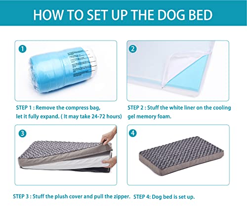 Orthopedic Memory Foam Bed for Large Dogs (Rose Plush / L Plus-36"x 27" x 3")