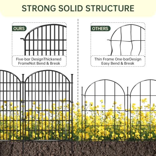 15 Panels No Dig Decorative Garden Fence (Black / 15 Panels, 33ft(L) x 40in(H))