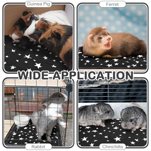 4 Pack Self Warming Cat Bed Self Heating Cat Mat Star Pattern Soft Dog Crate Pad Thermal Pet Mat Anti Slip Kennel Dog Washable Warming Bed for Outdoor Indoor (18 x 18 Inch / Black)