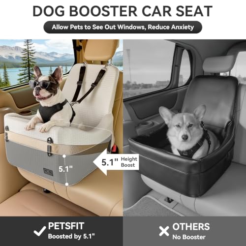 Pet Car Seat with Patented Safety System (Beige / Medium)