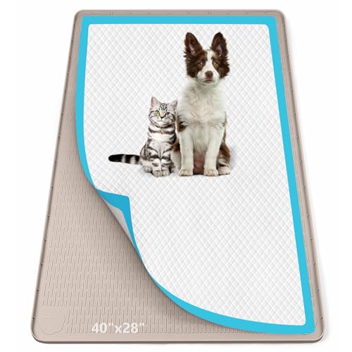 Pee Pad Holder for Dogs 40''x28'' Silicone Puppy Pee Pad Tray (Khaki)