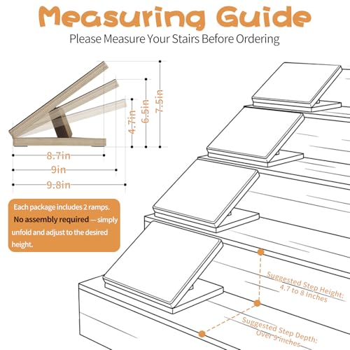 2 Pack Wood Dog Ramp for Stairs with Anti