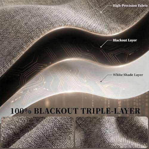 100% Blackout Self Adhesive Curtains (46"W x 60"L (Pack of 1) / Light Brown)