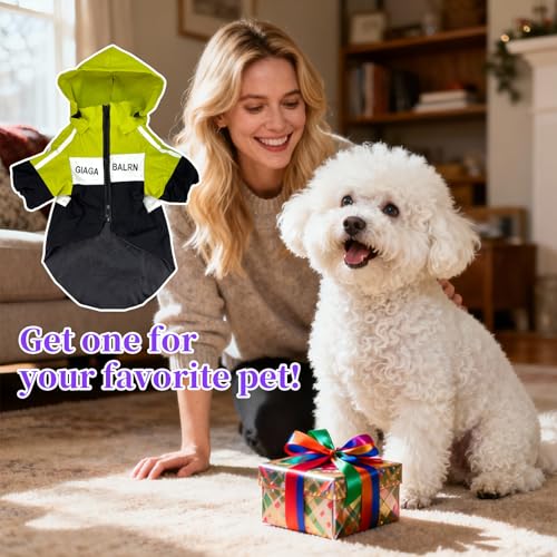 Dog Raincoat Waterproof Dog Rain Jacket with Detachable Hood (Green / Medium (8-10Ibs))