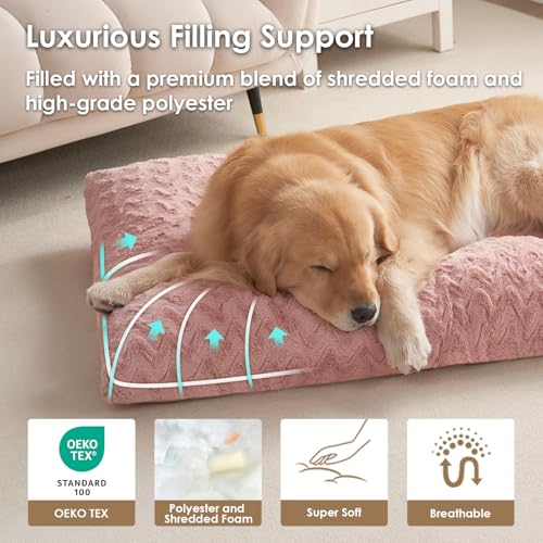 Washable Large Dog Bed for Crate (Pink / 36" x 27" x 3.5")