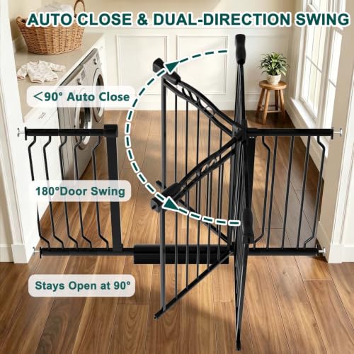 53.1" 62.5" Extra Wide Baby Gates for Doorways Pressure Mounted (Black / 53.1"-62.5")
