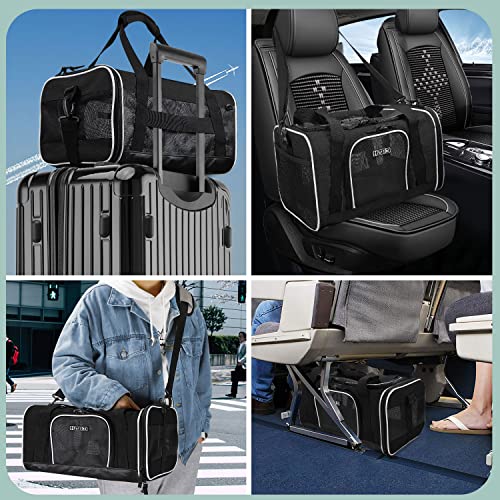 Small Pet Carrier 17" L x 12" W x 8.5" H Airline Approved (17.0"L x 12.0"W x 8.5"H / Black)
