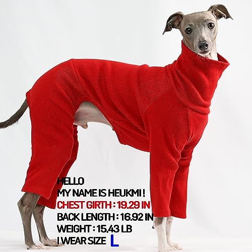 D Doggy Star Italian Greyhound Clothes Stretchable Onesie Whippet for Dog (S / Ribbed Red)