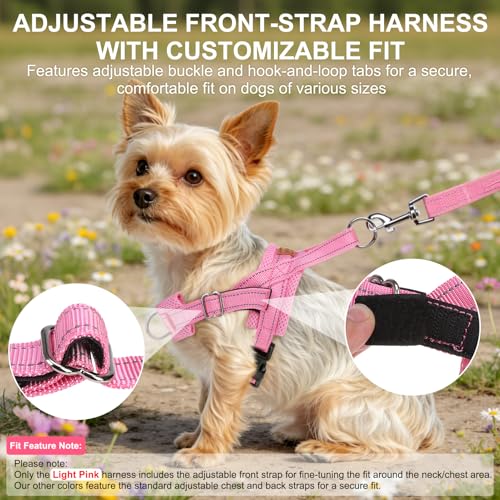 Small Dog Harness and Leash Set (Light pink / XXS: Chest 12.5"-15")