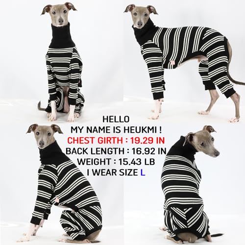 D Doggy Star Italian Greyhound Clothes Soft Stretchy Onesie Refined Stripe Outfit Whippet for Dog Coat (2XL / Onesie Ivory Stripe)