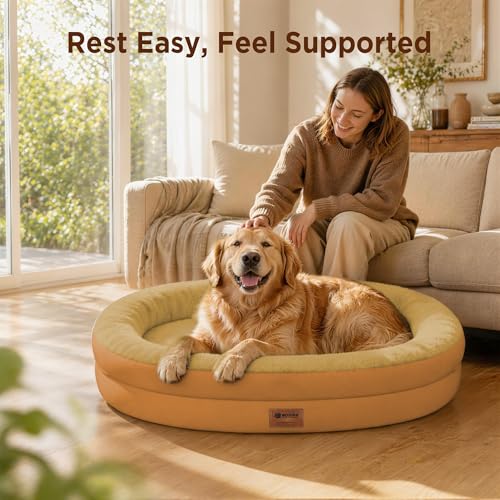 Waterproof Orthopedic Dog Bed for Extra Large Dogs (Orange / 48"L x 35"W x 7.5"Th)