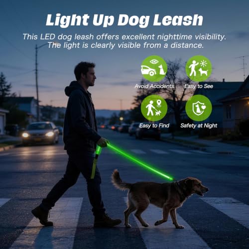 Light Up Dog Leash (Green / 4FT)