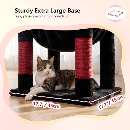 53.1" Corner Cat Tree for Large Cats (53 inch / Black and Red)