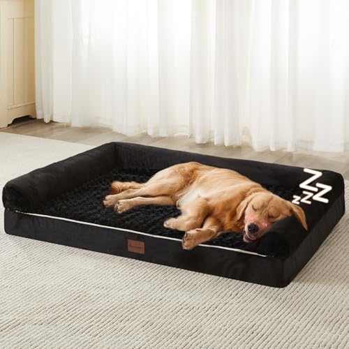Orthopedic Washable Large Dog Bed for Senior Dog Comfy Sleep (36"l x 27"w x 6.5"th / Black)