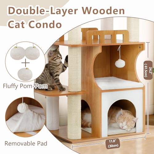 Modern Cat Tree Tower (70.9 inches / Walnut)