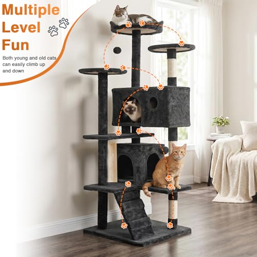 54" Cat Tree Tower (Dark Gray)